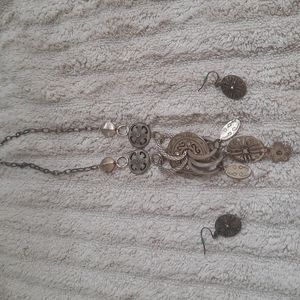 Brasstone bangle necklace and earings